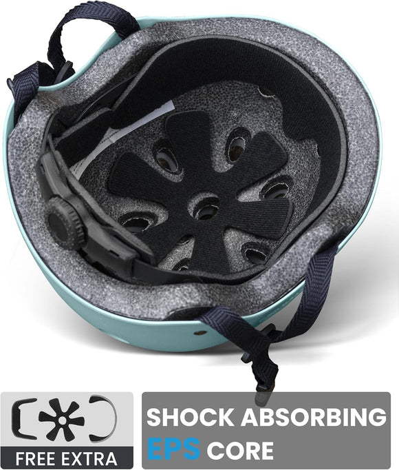 OutdoorMaster Youth & Kids Bike Helmet - Adjustable Multi-Sports Skateboard Helmet with Removable Liners for Balance Bike, Toddler Scooter, One Wheel Hoverboard-Mint Green-Large