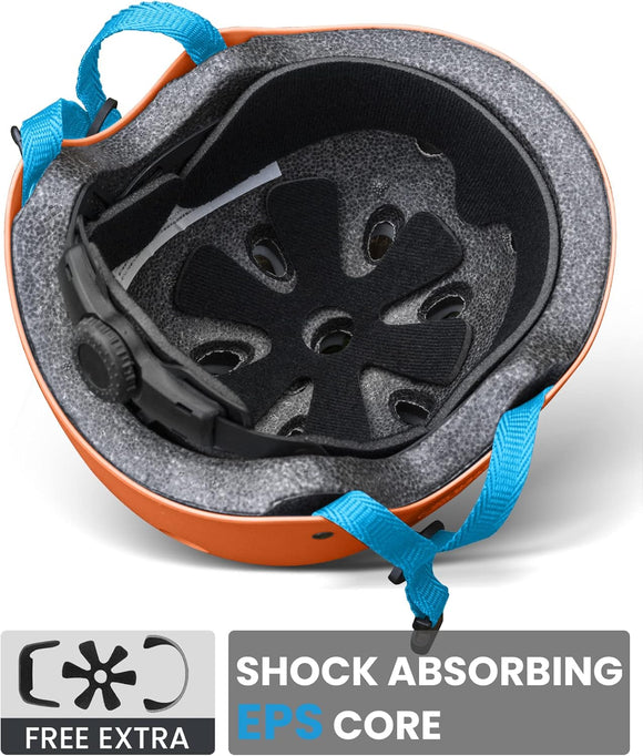 OutdoorMaster Youth & Kids Bike Helmet - Adjustable Multi-Sports Skateboard Helmet with Removable Liners for Balance Bike, Toddler Scooter, One Wheel Hoverboard-Orange-Large