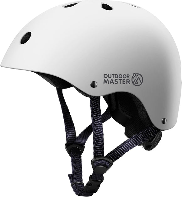 OutdoorMaster Youth & Kids Bike Helmet - Adjustable Multi-Sports Skateboard Helmet with Removable Liners for Balance Bike, Toddler Scooter, One Wheel Hoverboard-White-Small