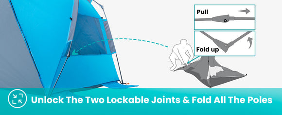 OutdoorMaster Pop Up 3-4 Person Beach Tent X-Large - Easy Setup, Portable Beach Shade Canopy Folding Sun Shelter with UPF 50+ UV Protection Removable Skylight Family Size (Blue)