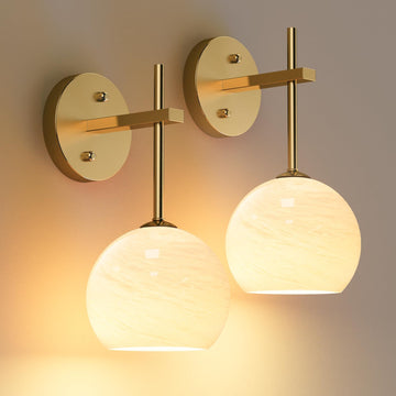 Wall Sconces Set of Two, Wireless Battery Operated Wall Decor with Remote, Sconces Wall Lighting with Glass Shade, Upward and Downward Installation, 12 RGB Colors and 3 CCT Options