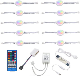 Under Counter LED Light Kit, RGBW Under Cabinet Lighting, 10 Packs Colored Cabinet Lights with Wireless 40-Key IR Dimmable Remote Control (10 Lights)