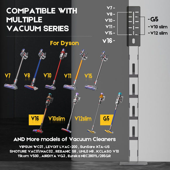 Mershine Vacuum Stand for Dyson V16 G5 V15 V11 V10 V8 V7 V6, Carbon Steel Cordless Vacuum Holder