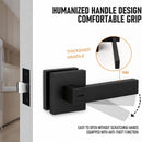 Matte Black Keyless Privacy Door Lever Handle, Heavy Duty Interior Door Lockset, Adjustable 60/70mm Backset, Reversible for Bedroom Bathroom Home Office-7