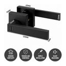 Matte Black Privacy Door Lever Handle with Keys, Heavy Duty Interior Door Lockset, Adjustable 60/70mm Backset, Reversible for Bedroom Bathroom Home Office-2