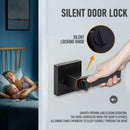 Matte Black Keyless Privacy Door Lever Handles, 2 Pack Heavy Duty Interior Door Lockset, Adjustable 60/70mm Backset, Reversible for Bedroom Bathroom Home Office-3