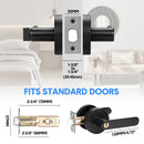 2 Pack Privacy Door Lever Handle with Key, Heavy Duty Interior Door Lock, Round Design, Matte Black-2
