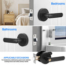2 Pack Privacy Door Lever Handle with Key, Heavy Duty Interior Door Lock, Round Design, Matte Black-4