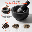 Granite Mortar and Pestle Set, 450ml Heavy Duty Stone Grinder Bowl with 17.5cm Pestle, Black, Manual Spice Grinder for Guacamole, Salsa, Pesto, Herbs, Spices, Nuts & Seeds-6