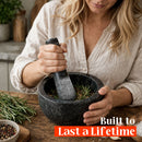 Granite Mortar and Pestle Set, 450ml Heavy Duty Stone Grinder Bowl with 17.5cm Pestle, Black, Manual Spice Grinder for Guacamole, Salsa, Pesto, Herbs, Spices, Nuts & Seeds-7