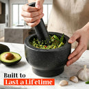 Granite Mortar and Pestle Set, 480ml Heavy Duty Stone Grinder Bowl with 15.5cm Pestle, Dark Grey, Manual Spice Grinder for Guacamole, Salsa, Pesto, Herbs, Spices, Nuts & Seeds-7