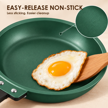 Double-Sided Non-Stick Frying Pan, Flip Pancake Pan with Heat-Resistant Handle for Eggs, Pancakes & Toast, Gas Electric & Ceramic Stoves-Green - 0