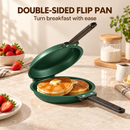 Double-Sided Non-Stick Frying Pan, Flip Pancake Pan with Heat-Resistant Handle for Eggs, Pancakes & Toast, Gas Electric & Ceramic Stoves-Green-6
