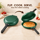 Double-Sided Non-Stick Frying Pan, Flip Pancake Pan with Heat-Resistant Handle for Eggs, Pancakes & Toast, Gas Electric & Ceramic Stoves-Green-10