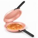 Double-Sided Non-Stick Frying Pan, Flip Pancake Pan with Heat-Resistant Handle for Eggs, Pancakes & Toast, Gas Electric & Ceramic Stoves-Pink-1