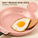 Double-Sided Non-Stick Frying Pan, Flip Pancake Pan with Heat-Resistant Handle for Eggs, Pancakes & Toast, Gas Electric & Ceramic Stoves-Pink-3