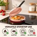 Double-Sided Non-Stick Frying Pan, Flip Pancake Pan with Heat-Resistant Handle for Eggs, Pancakes & Toast, Gas Electric & Ceramic Stoves-Pink-7