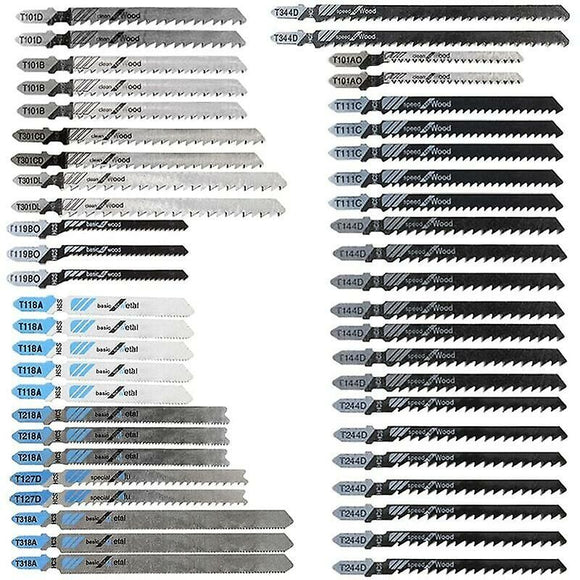 48 pcs T-Shank Jigsaw Blades, Made Of Hcs/Hss, With Storage Case For Cutting Wood, Plastic And Metal