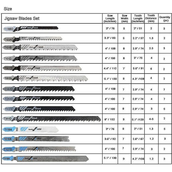 48 pcs T-Shank Jigsaw Blades, Made Of Hcs/Hss, With Storage Case For Cutting Wood, Plastic And Metal