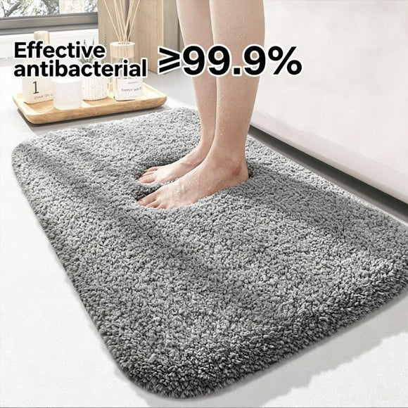 Ultra-soft and absorbent bathroom mat | 3.5cm thick, antibacterial and non-slip TPR material, machine washable, quick-drying, suitable for showers, bathtubs and entryways (Gray, 19.69*31.5in)
