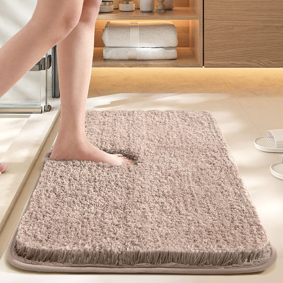 Ultra-soft and absorbent bathroom mat | 3.5cm thick, antibacterial and non-slip TPR material, machine washable, quick-drying, suitable for showers, bathtubs and entryways (brown,19.69*31.5in)