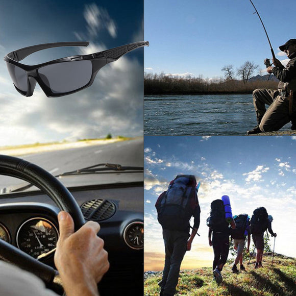 Polarized Sports Sunglasses for Men, Wrap Around UV Protection for Cycling, Fishing Driving Outdoor Activities, Windproof Mountaineering Skiing Goggles Black
