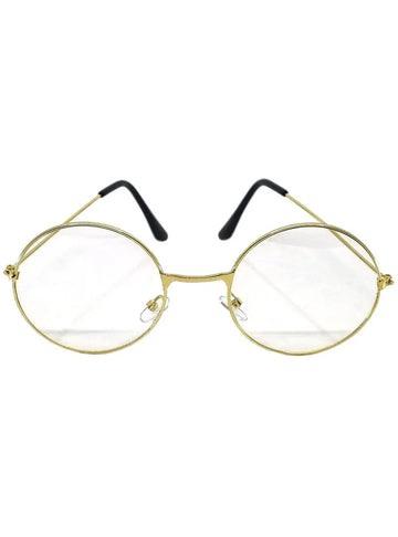 Round Gold Frame Clear Lens Costume Glasses