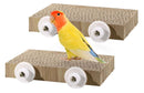 2 Pieces Bird Chew Toy Parrot Cage Perch Cardboard Platform Bird Paw Grinding Stand Parrot Cage Playground for Macaws, Small Parakeets, Conures, Budgies, Finches Conure Cockatiel (large size)-1