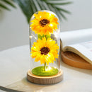 Sunflower Gift for Women,Sun Flowers Home Decor,Preserved Sunflower Bouquet in Glass Dome,Birthday Gifts for Her Mom-3