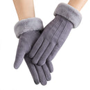 Women Winter Warm Touch Screen Soft Windproof Lined Thick Gloves for Snow Skiing in Clod Weather grey-2