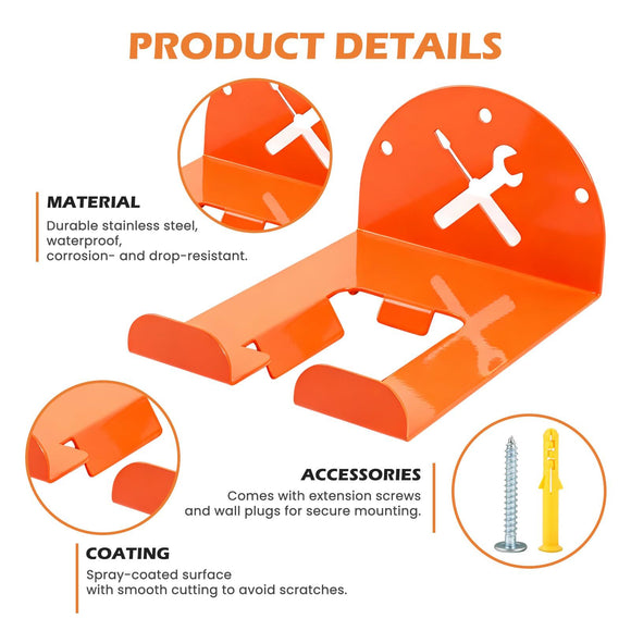 Trimmer Rack Wall Mount - Heavy Duty Wall Hanger for Grass Trimmer Garden Tools Chainsaw Hedge Trimmer 1 Pack Orange（D model）