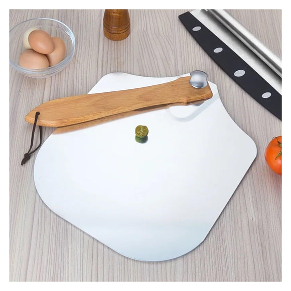 Removable Pizza Shovel With Foldable Wooden Handle For Easy Storage Spatula Paddle For Baking(Flat handle)