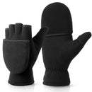 Half finger flip gloves Thermal Winter Gloves: Windproof 2 in 1 Convertible Mittens for Men & Women (Black S)-1