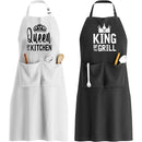 2pcs Apron Set - Wedding Engagement Gifts for Couples, Funny Kitchen Gifts for Couples, Husband, Wife, Boyfriend, Girlfriend, Him Her, Bridal Shower Gifts, Unique Valentine's Day gifts ideas-1