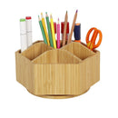 walowalo Bamboo Rotating Art Supply Organizer Holds  Pencils Spinning Crayon Marker Organzier Holder Christmas Gift Desk Brush Storage for Office Classroom Organization Stationary-1
