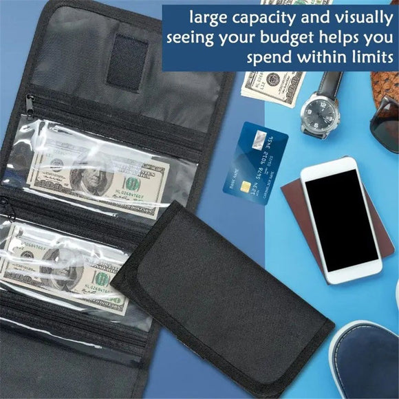 Money Organizer for Cash with 6 Zippered Pocket Multipack Money Pouch, Cash Bill Organizer, Money Bag Small Travel Money Holder for Budgeting, Receipt and Tips