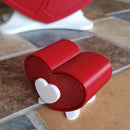 Mini Size Cute Heart-Shaped Jewelry Box (Single Drawer) Red and White-1