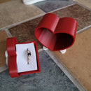 Mini Size Cute Heart-Shaped Jewelry Box (Single Drawer) Red and White-3