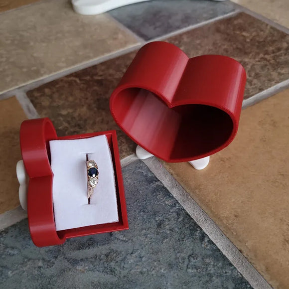 Mini Size Cute Heart-Shaped Jewelry Box (Single Drawer) Red and White