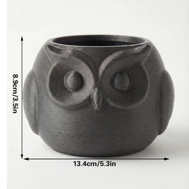3D printed animal flower pots suitable for home and garden. Gray owl single piece. - 0