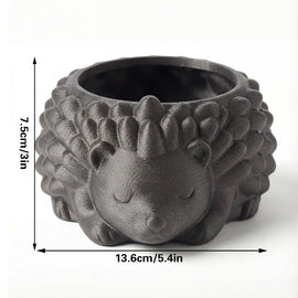 3D printed animal flower pots suitable for home and garden. Gray hedgehog single piece. - 0