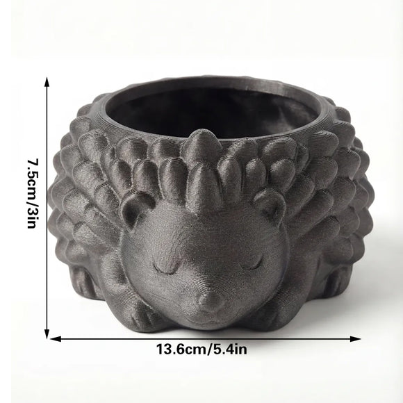 3D printed animal flower pots suitable for home and garden. Gray hedgehog single piece.