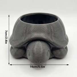 3D printed animal flower pots suitable for home and garden. Gray turtle single piece. - 0