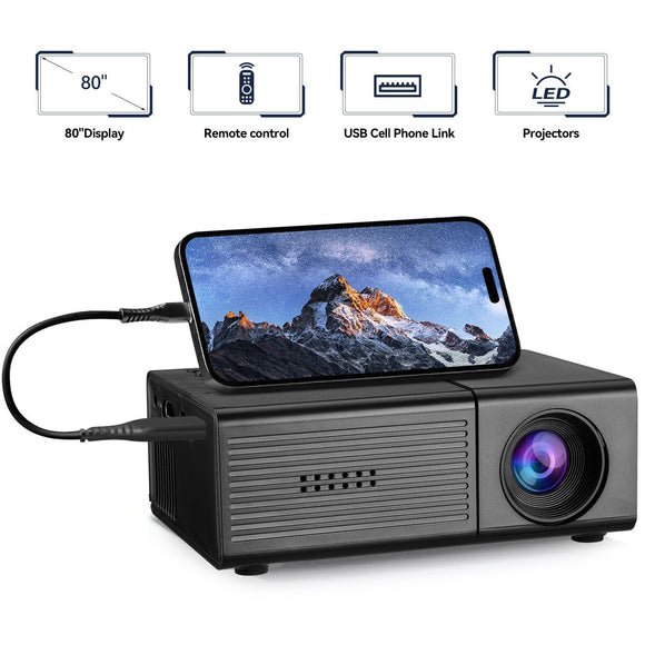 Black M3S 1080P Mini Projector AU Plug Includes Manual