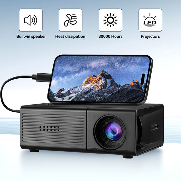 Black M3S 1080P Mini Projector AU Plug Includes Manual