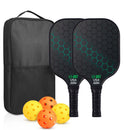Green Pickleball Set With 2 Paddles-4 Balls And Black Carrying Bag-1