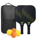 Green Pickleball Set With 2 Paddles-4 Balls And Gray Carrying Bag-7
