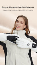Outdoor Smart Heated Winter Gloves White-5