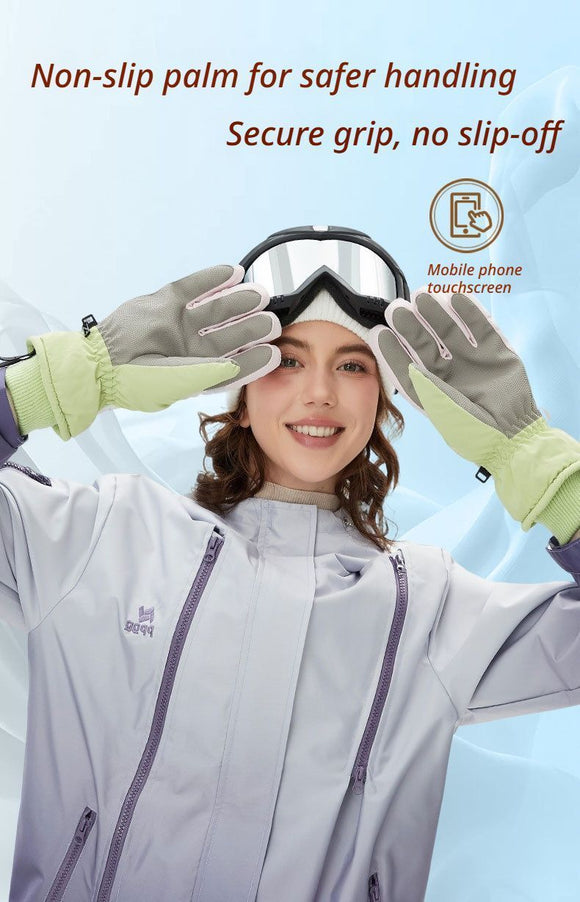 Windproof Water-Repellent Fleece-Lined Self-Heating Gloves Black