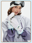 Windproof Water-Repellent Fleece-Lined Self-Heating Gloves Pink-2